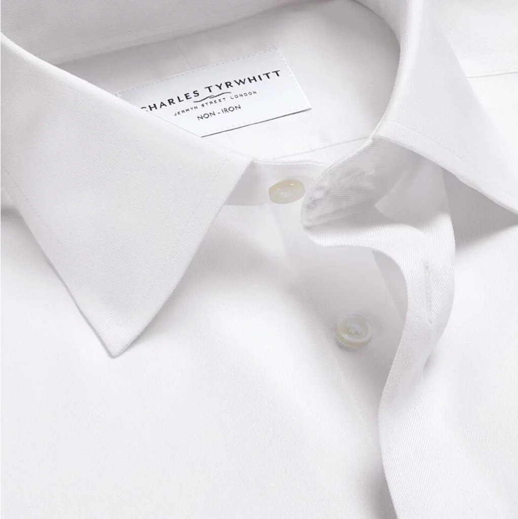 Crisp White Poplin Spread Collar Dress Shirt